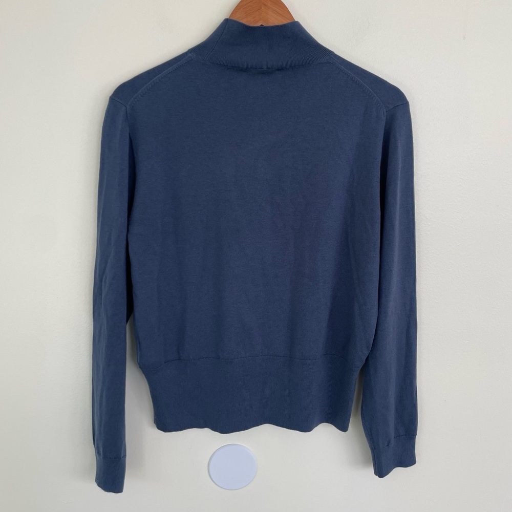 NWT J Crew Mockneck Silk-blend Sweater with Ribbed Trim L Large in Soft Blue - Picture 6 of 9